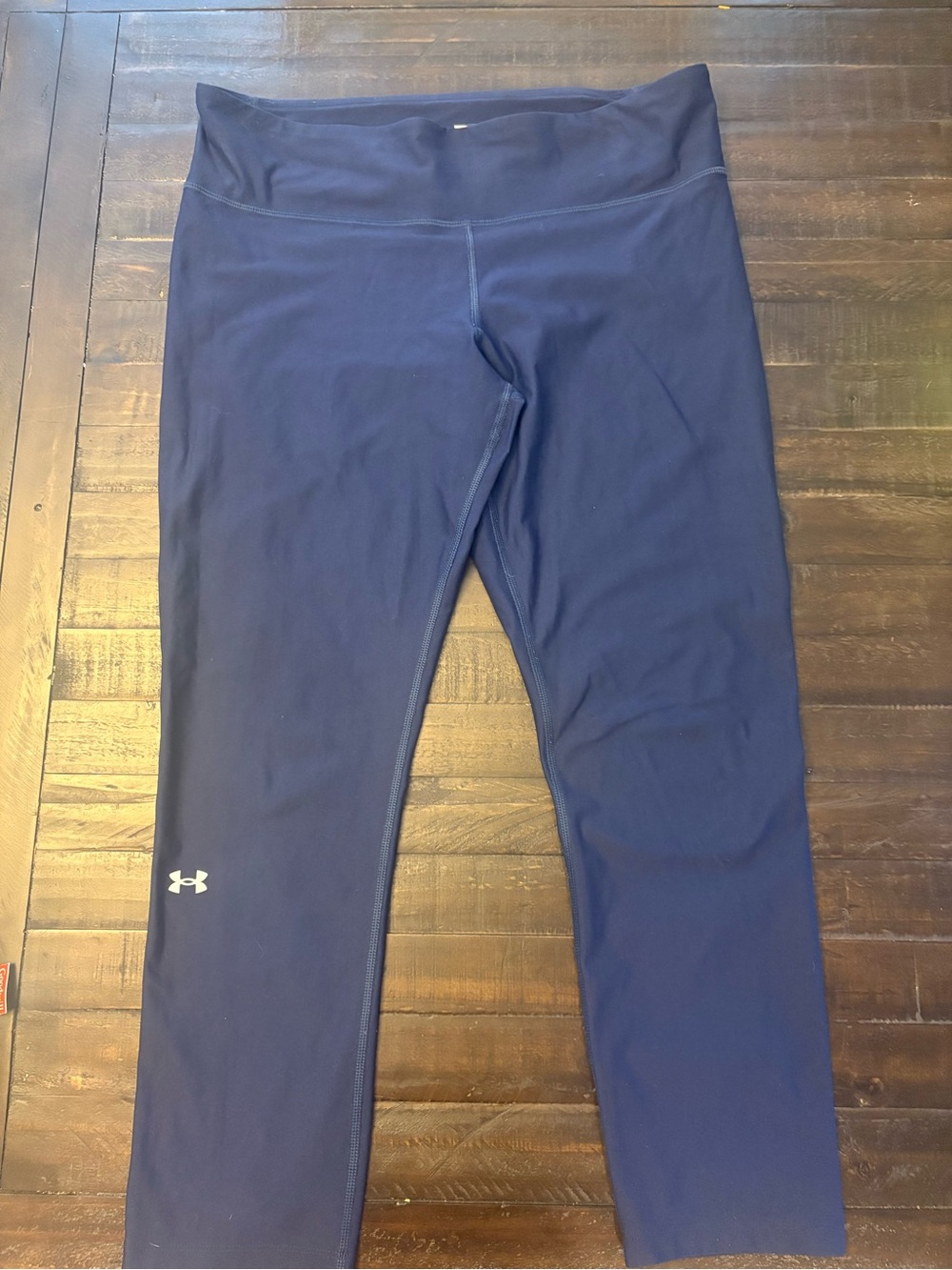 Under Armour HeatGear Compression Leggings XL Navy Blue Reflective Athletic
